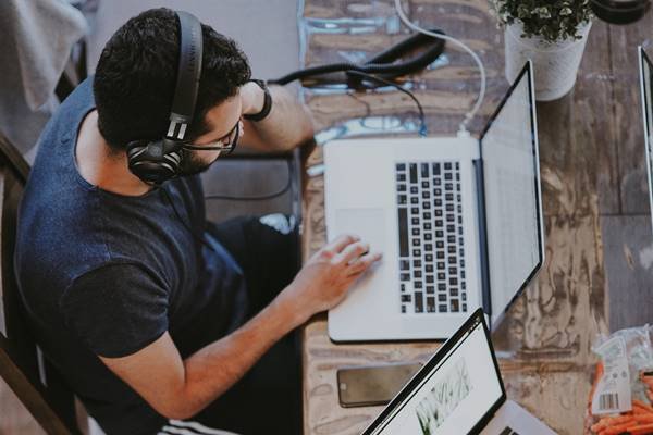 Man working on his laptop