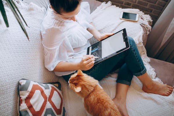 Lady working from home