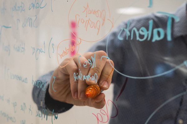 Writing on a clear whiteboard