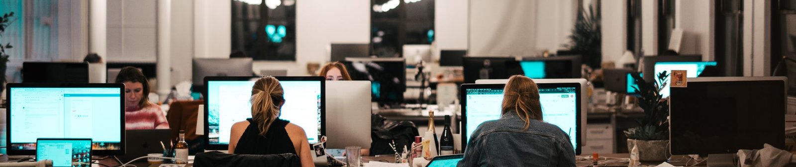 Young people working in an open office